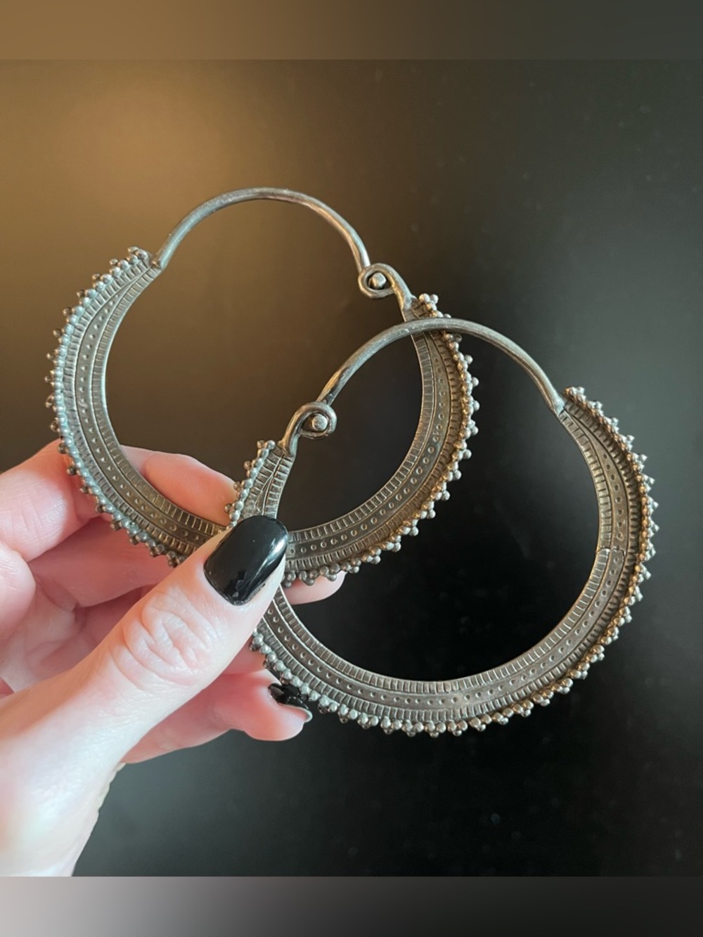 Afghan Hoop Hanger Earrings, large by Maya Jewelry, wear through tunnels plugs